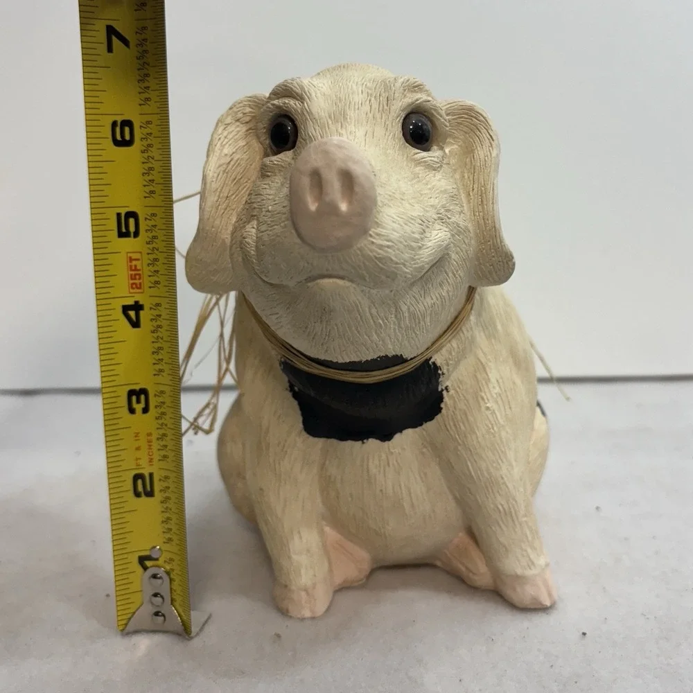 Black Spotted Pig Bank Raffia‎ Decorated